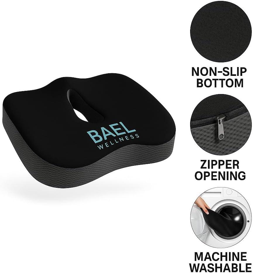 Premium Black and Beige Orthopedic Seat Cushion Pack for Pain Relief