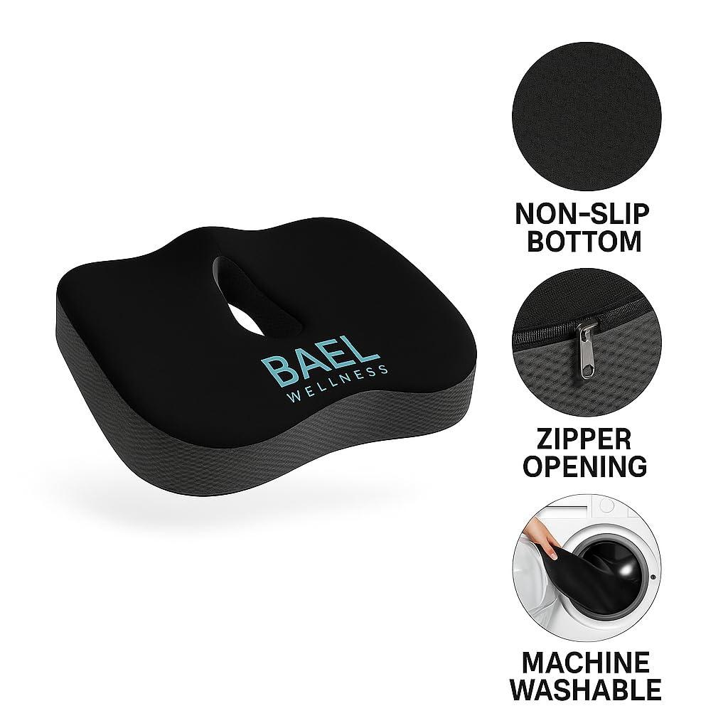 Premium Black and Beige Orthopedic Seat Cushion Pack for Pain Relief