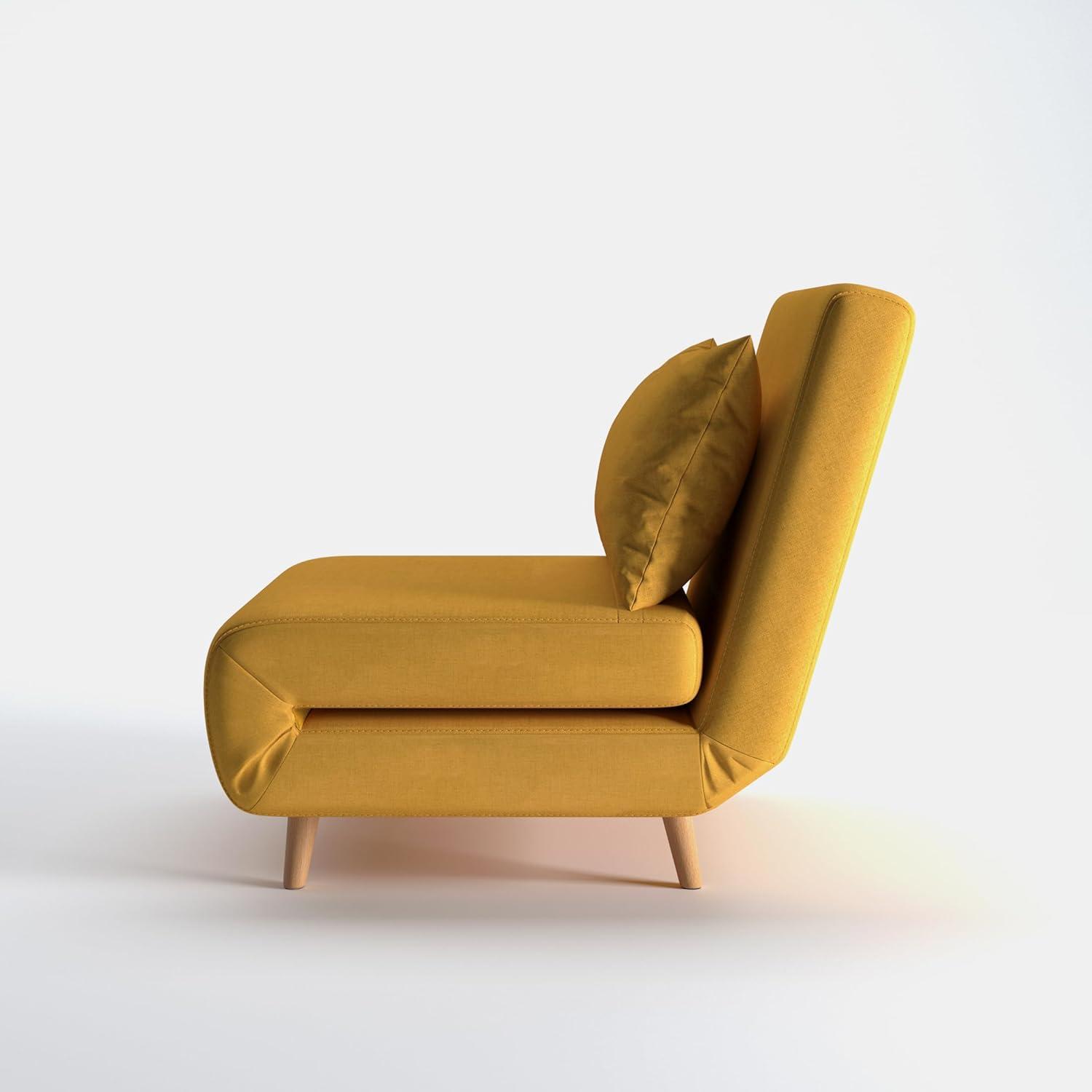A&D Home Tustin Polyester Convertible Futon Chair, Yellow