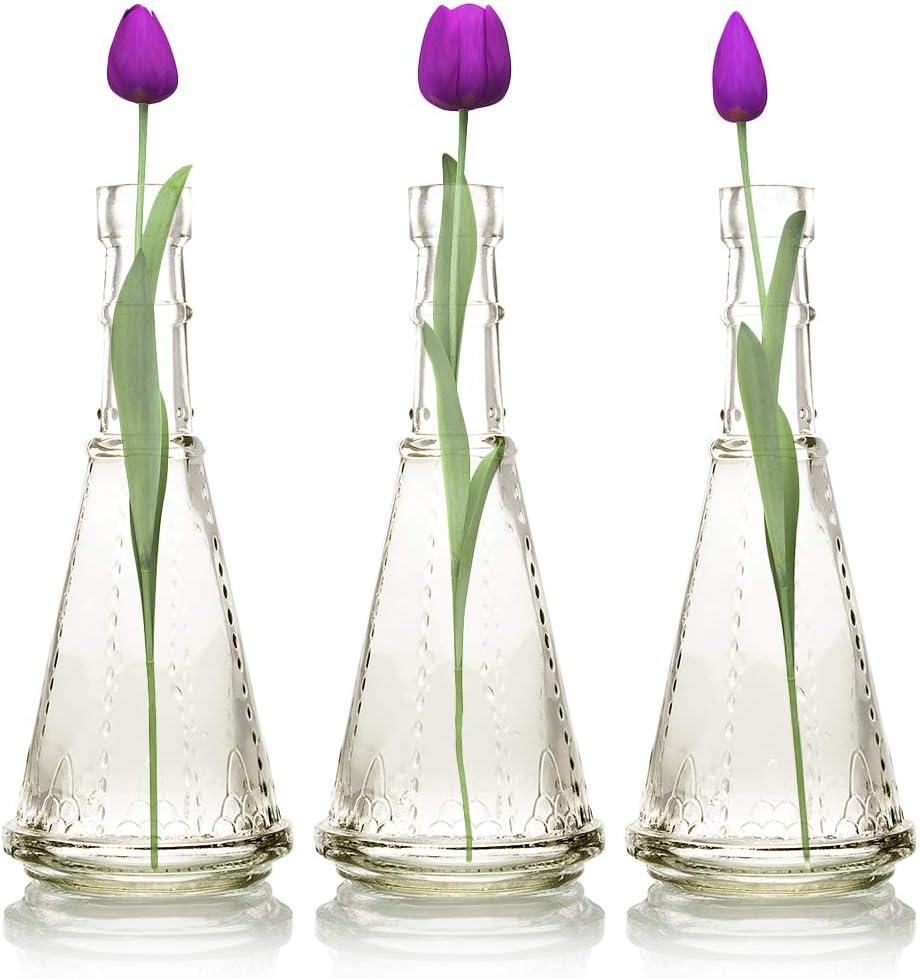 PaperLanternStore.com Marguerite Turquoise Vintage Glass Bottle Glassware Flower Vase