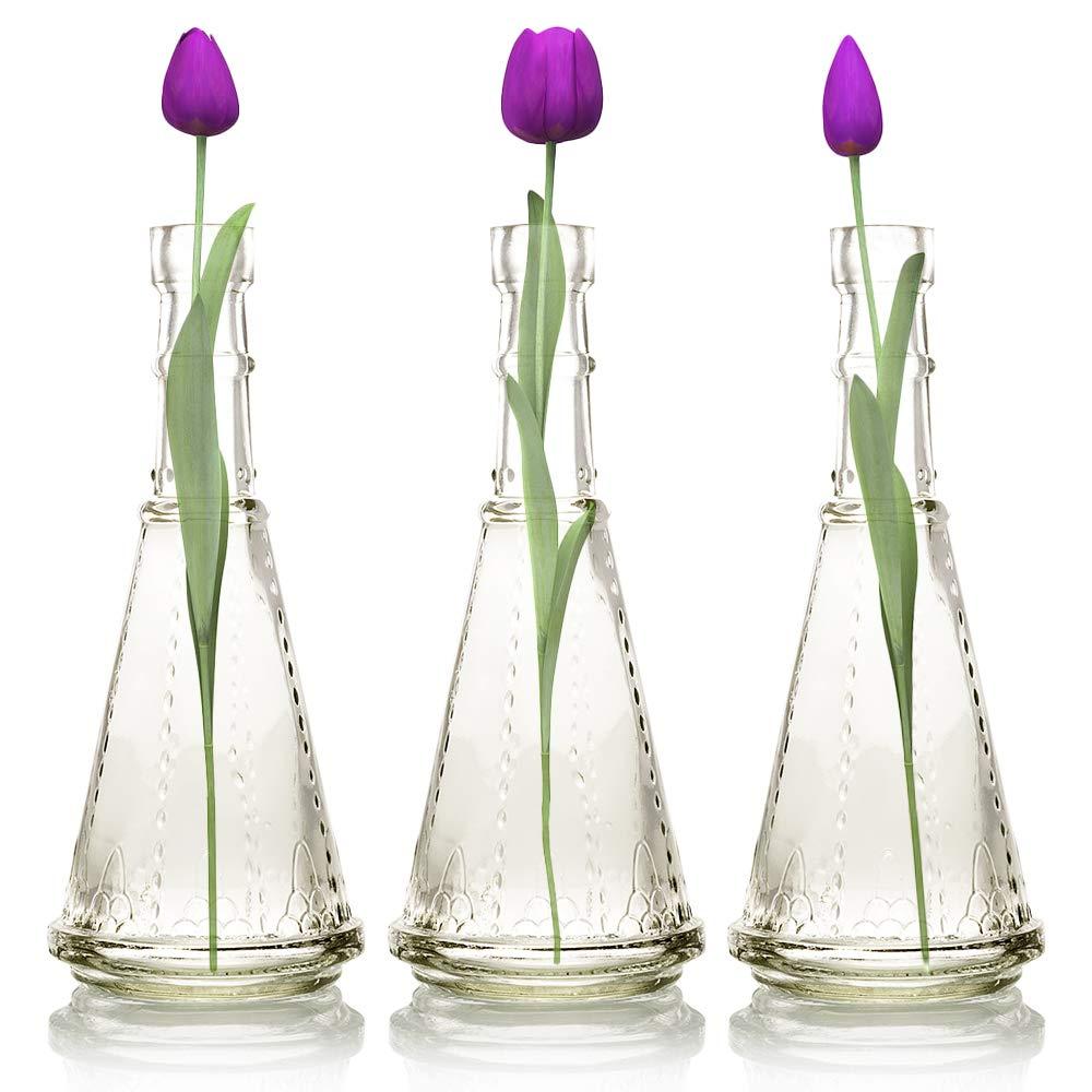 PaperLanternStore.com Marguerite Turquoise Vintage Glass Bottle Glassware Flower Vase