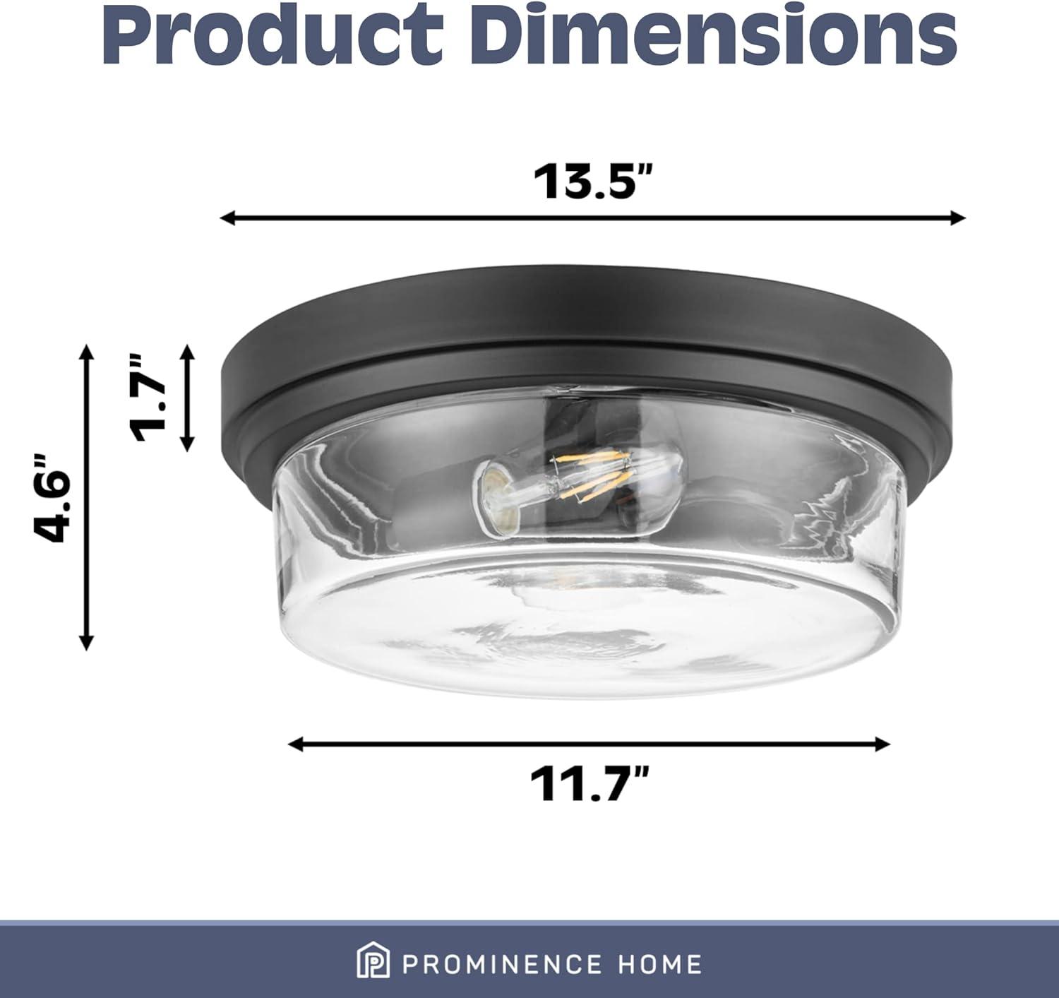 Prominence Home Madelyn 13" Bronze Flush Mount Indoor/Outdoor Light with Square Clear Glass Shade