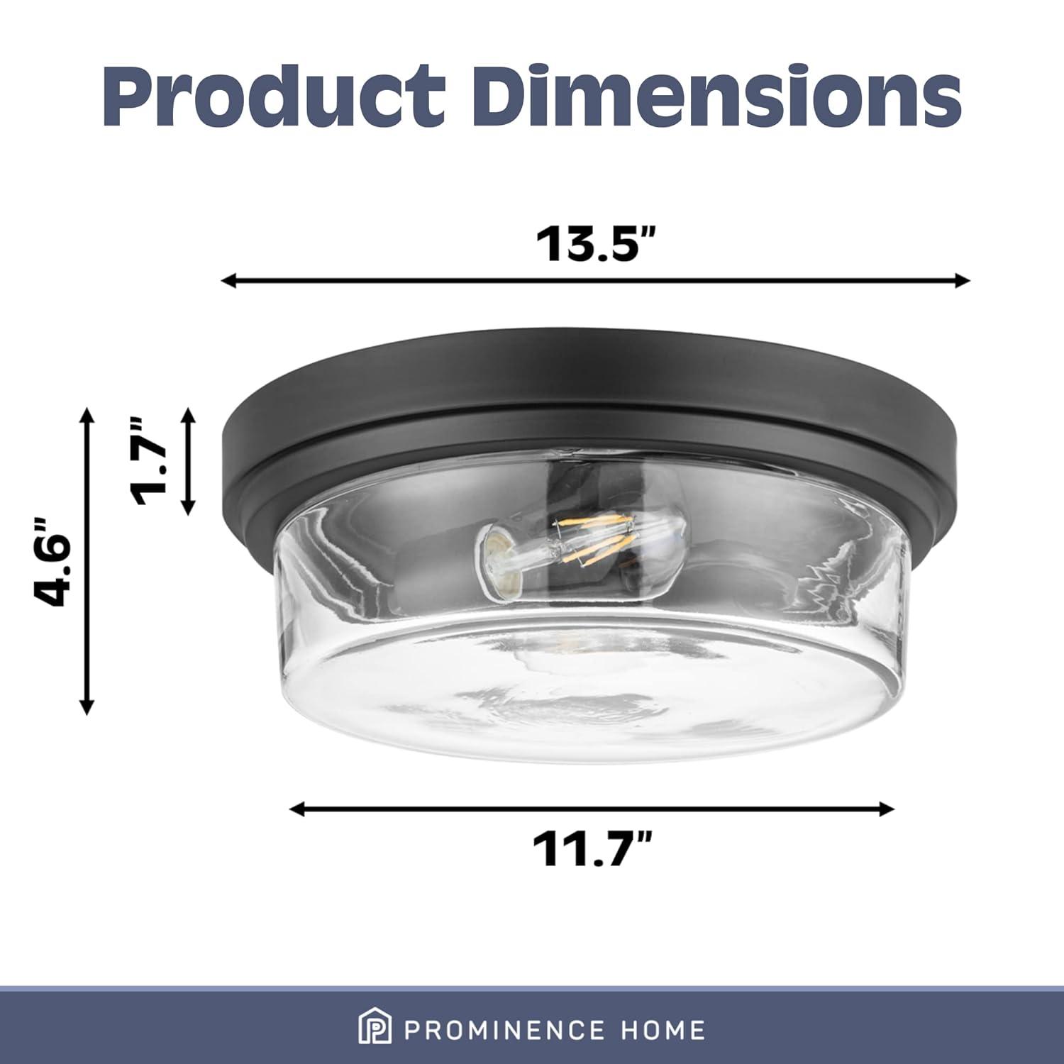 Prominence Home Madelyn 13" Bronze Flush Mount Indoor/Outdoor Light with Square Clear Glass Shade