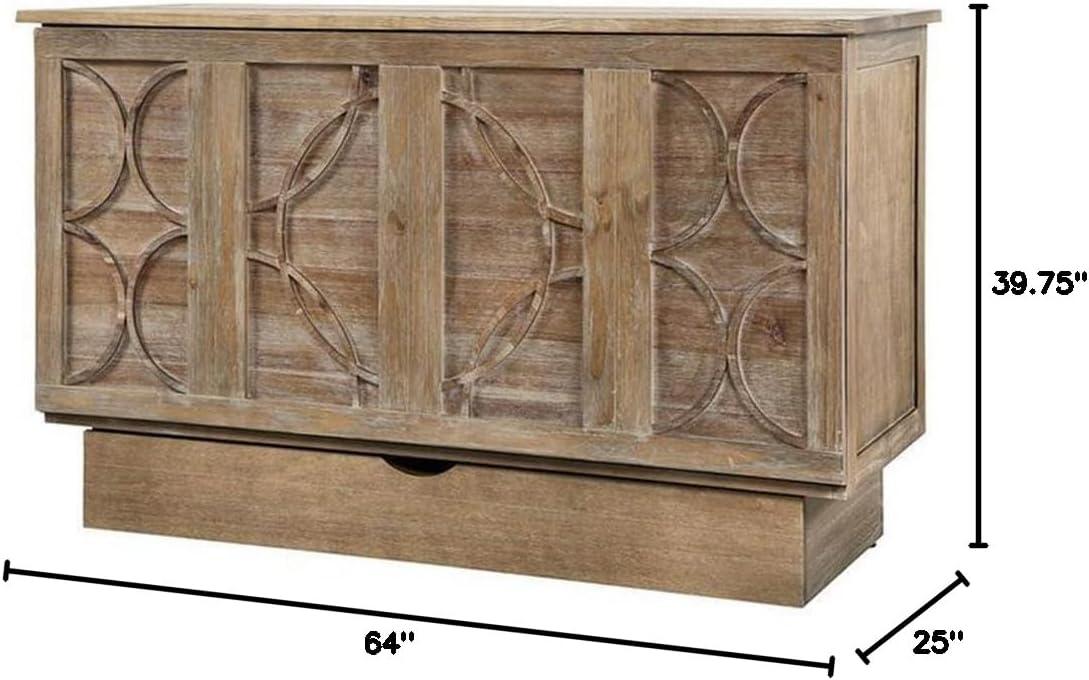 Queen Size Ash Wood Murphy Cabinet Bed with Drawer