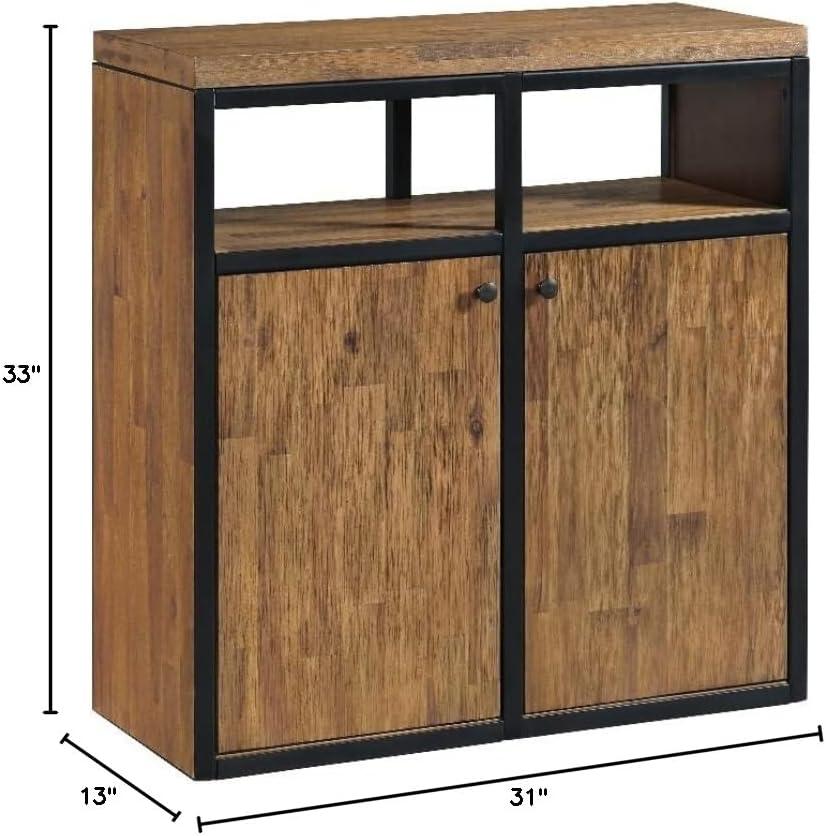 Alaterre Lloyd 31" Wide Rustic Industrial Metal Frame Shoe Storage Cabinet