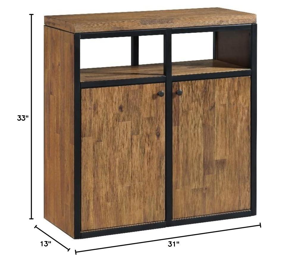 Alaterre Lloyd 31" Wide Rustic Industrial Metal Frame Shoe Storage Cabinet