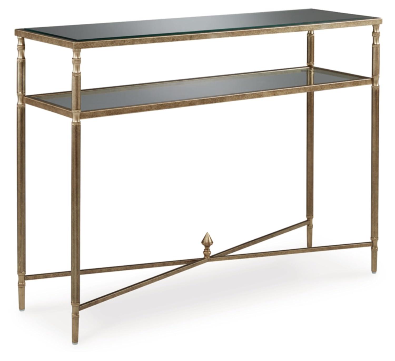 Signature Design by Ashley Cloverty Glass Top Sofa Table, Gold Finish