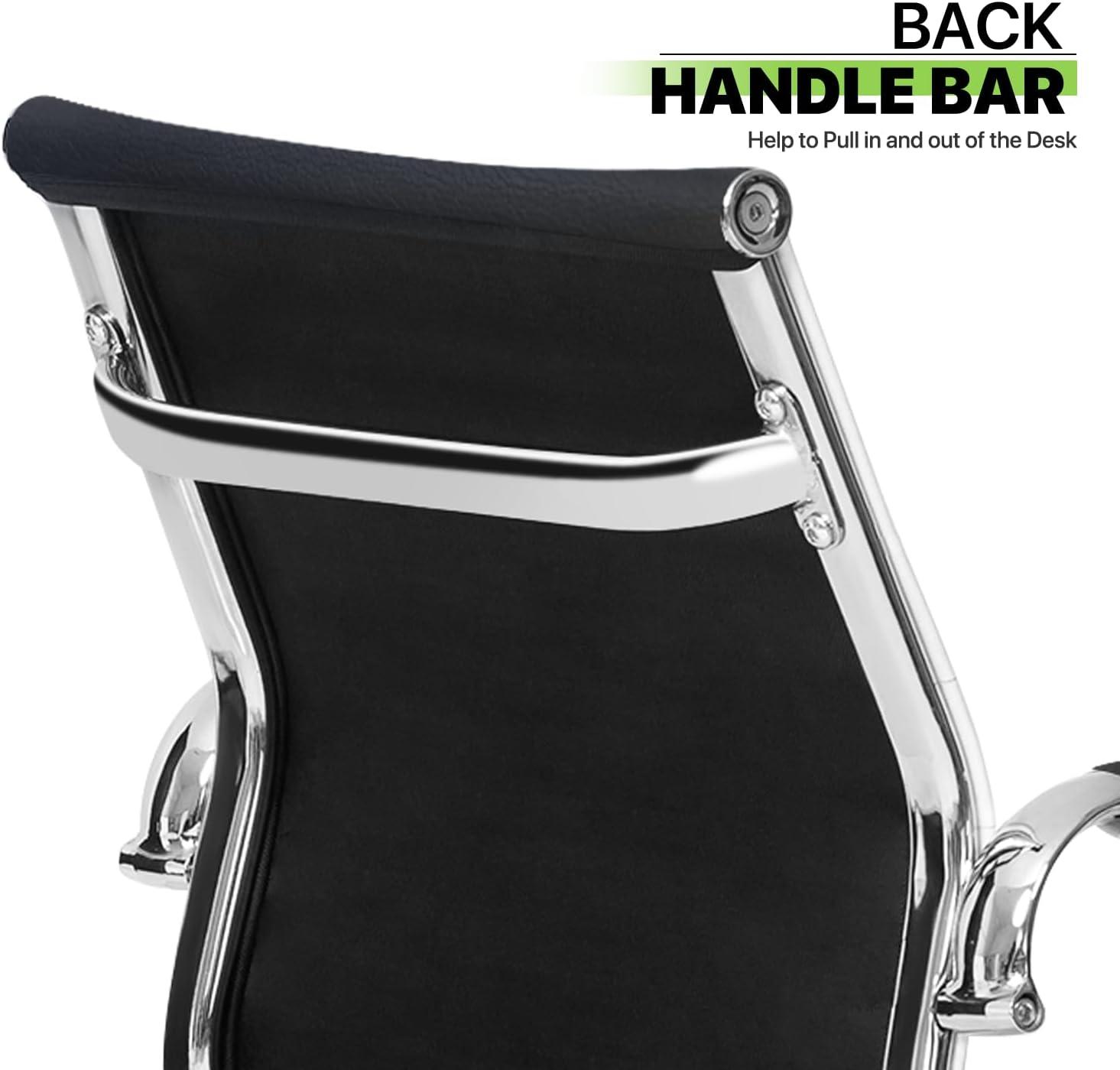 Guyou Modern Mid Back Office Guest Chair Set of 2, Faux Leather Reception Chair Computer Chair with Armrests and Metal Sled Base for Meeting/Waiting/Conference Room, No Wheels, Black