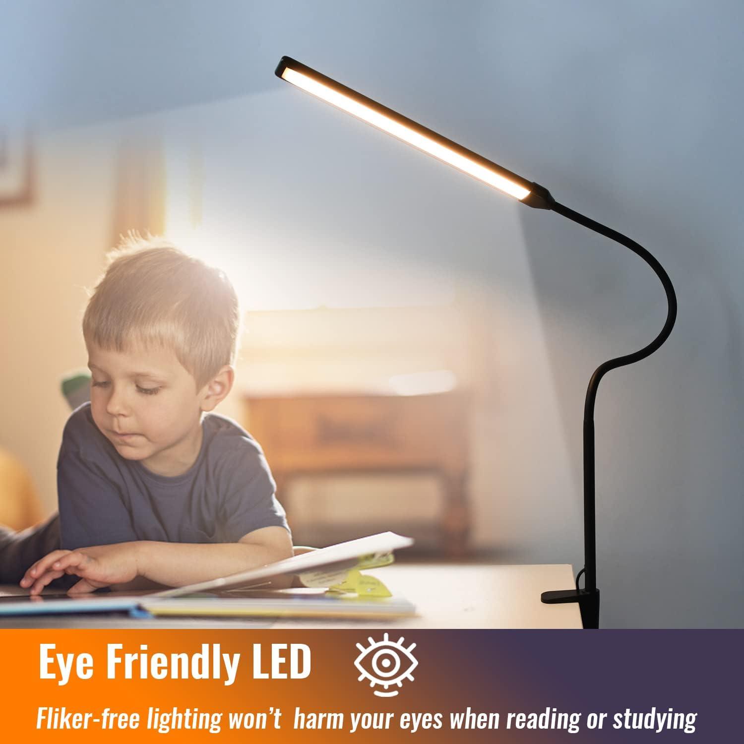 Black Adjustable LED Clip-on Desk Lamp with USB Cord