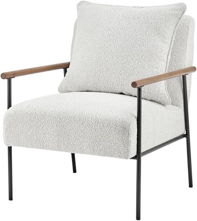 Quinton Beige Boucle Fabric Wood Accent Chair