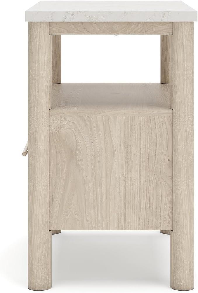 Signature Design by Ashley Cadmori Nightstand with Light and Wireless Charging, Two-Tone Brown