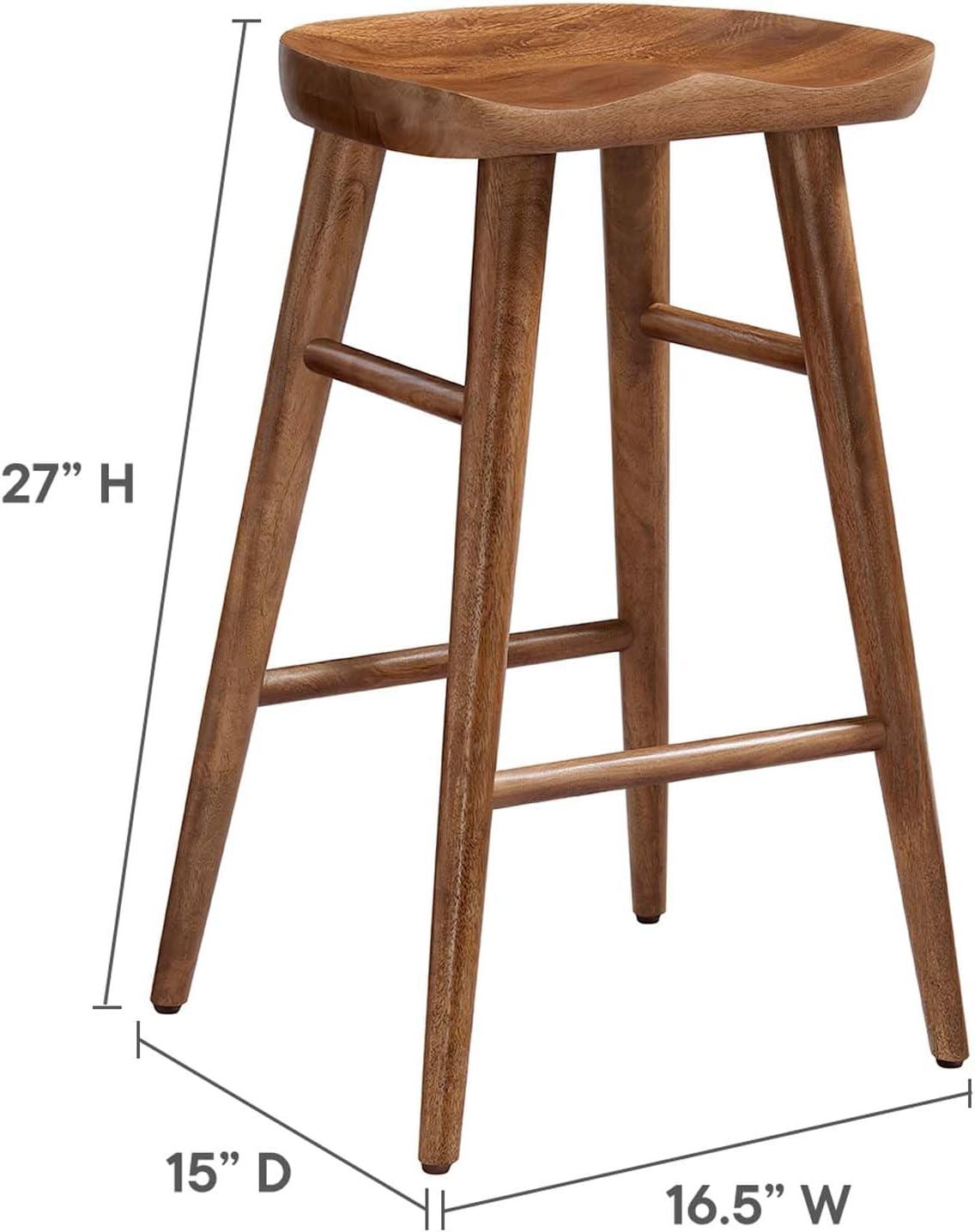 Modway EEI-6739-WAL Saville Backless Wood Counter Stools - Set of 2, Walnut