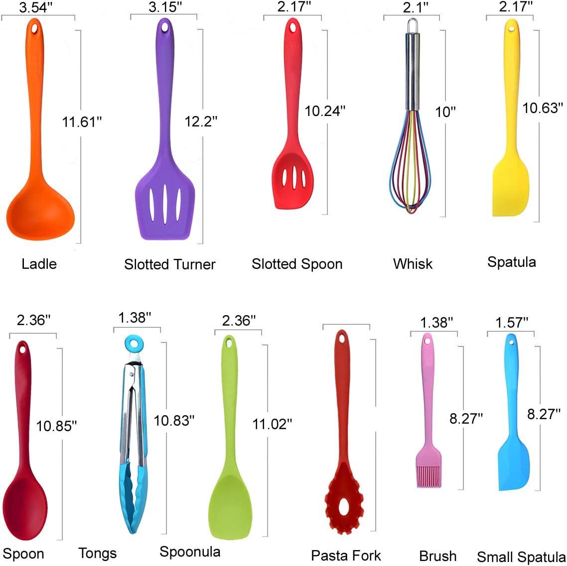 Colorful Silicone 11-Piece Nonstick Kitchen Utensil Set