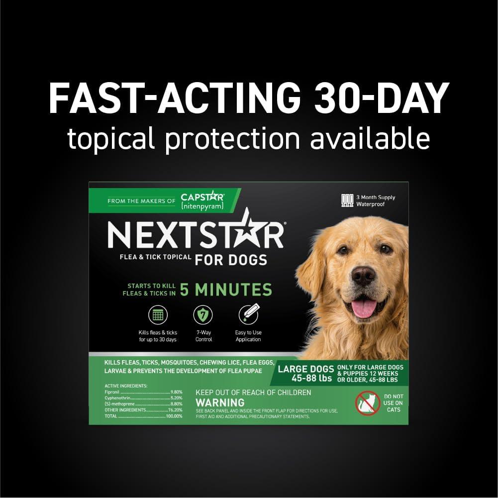 NEXTSTAR Flea & Tick Topical Prevention for Dogs 45-88 lbs, 1-Month Supply