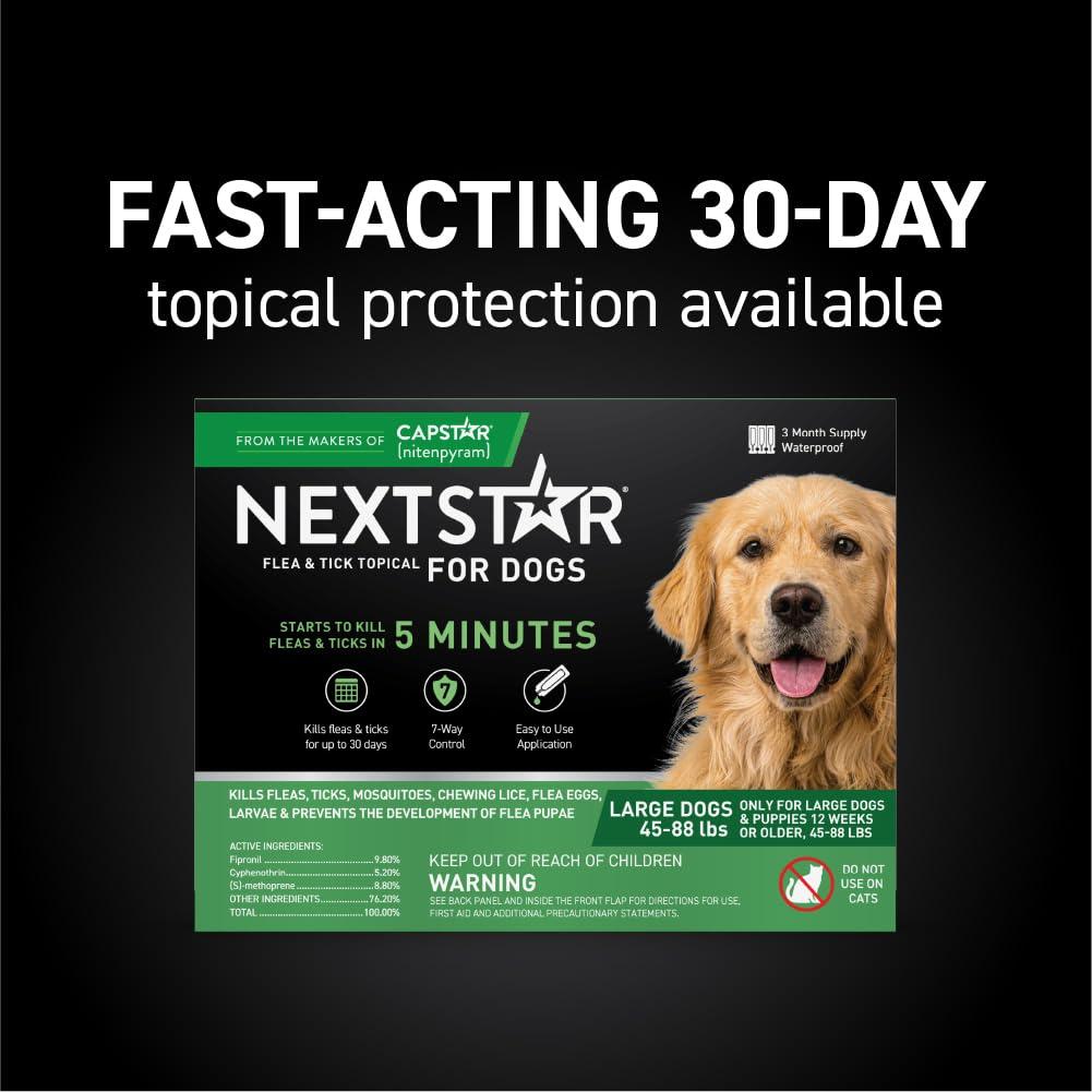 NEXTSTAR Flea & Tick Topical Prevention for Dogs 45-88 lbs, 1-Month Supply