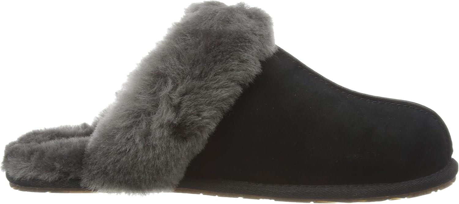 Black Genuine Suede Shearling Slide-On Mules