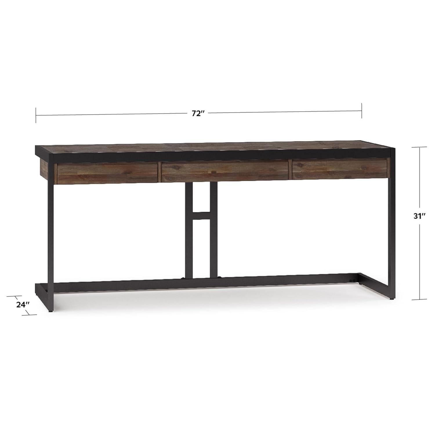 Simpli Home Erina 48"W Solid Acacia Wood Small Desk, Industrial Style with Keyboard Tray and 2 Drawers