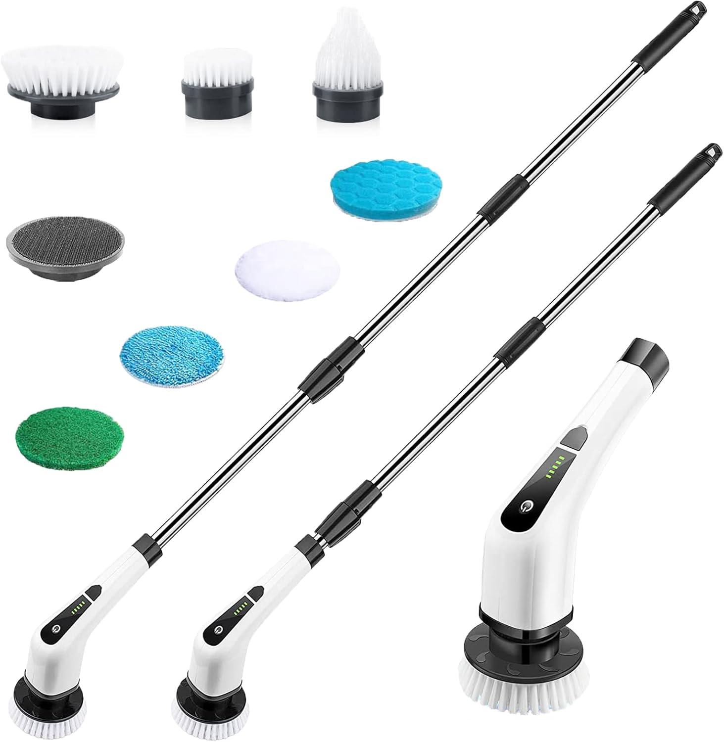 7 Heads Electric Spin Scrubber, New Cordless Cleaning Brush, Adjustable Extension Handle,Power Shower Scrubber for Bathroom,Floor,Shower,Tile and Car Etc, US