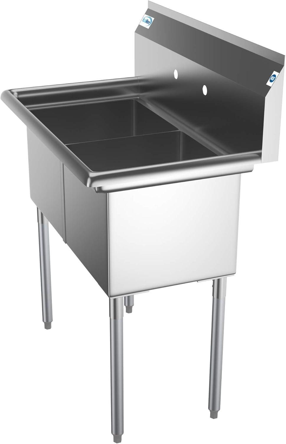 15" x 15" Stainless Steel Double Compartment Utility Sink