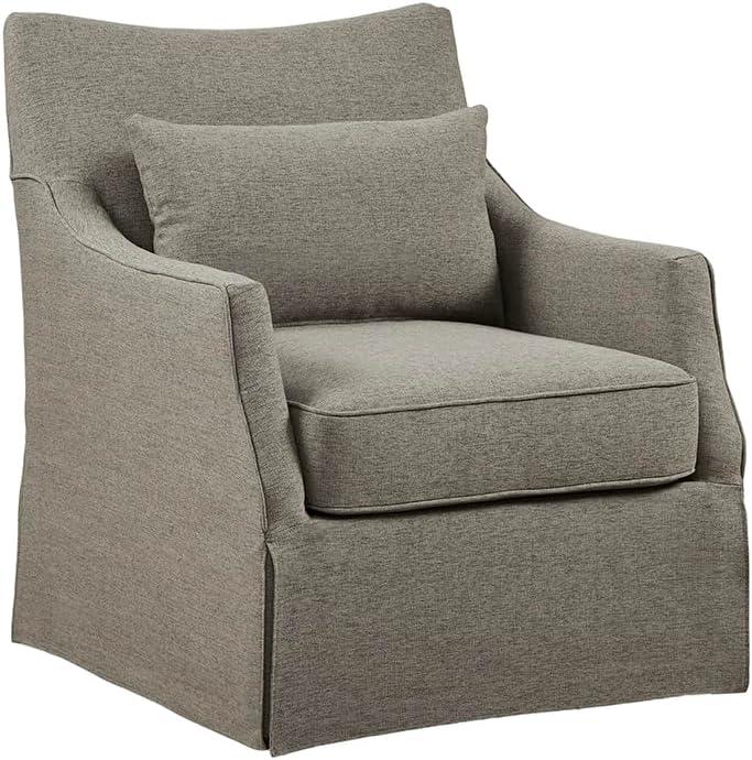 Martha Stewart London Skirted Swivel Chair Tan: Upholstered Polyester, No Assembly Required