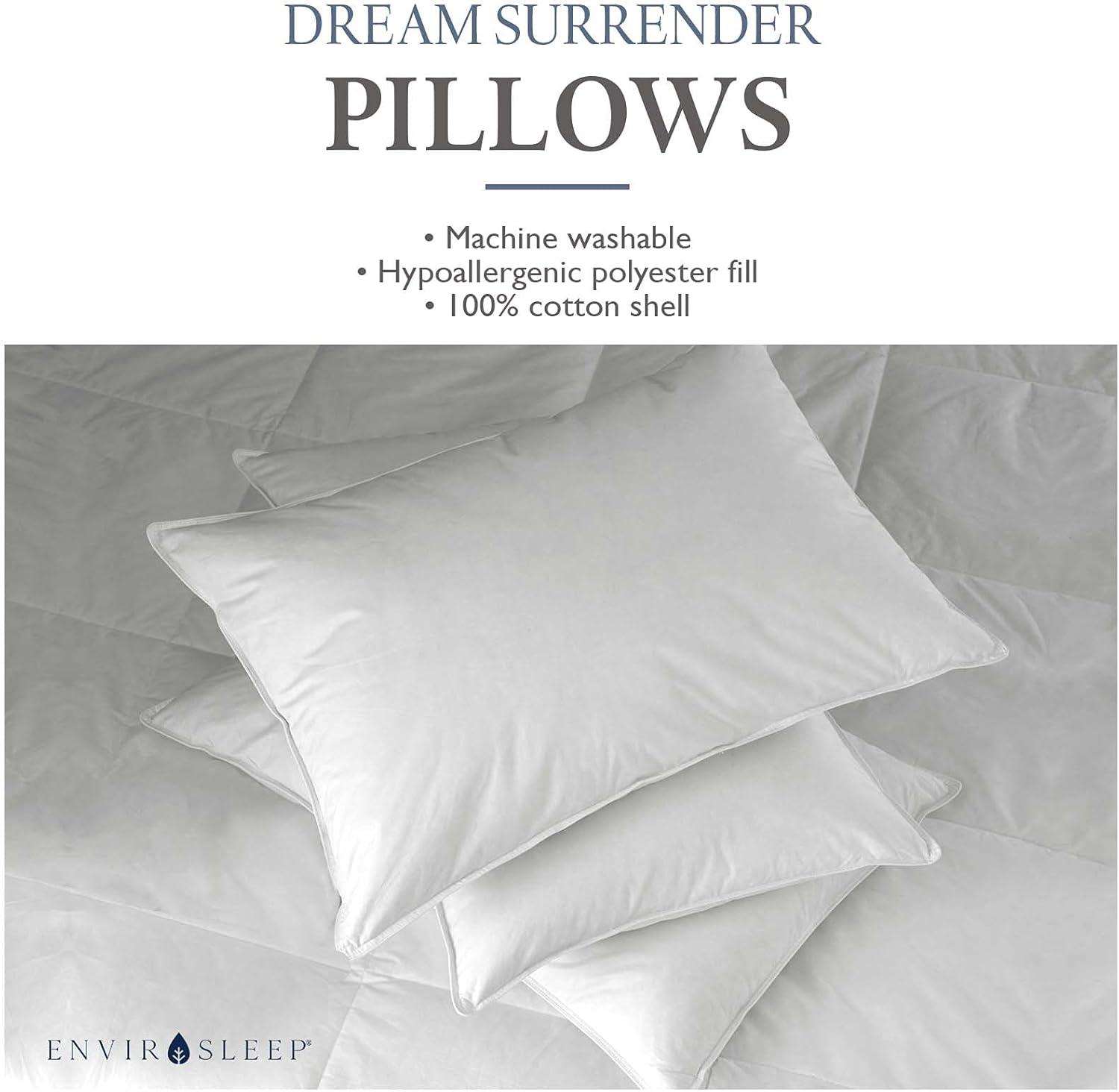 Hypoallergenic White Polyester and Cotton Bed Pillow Set