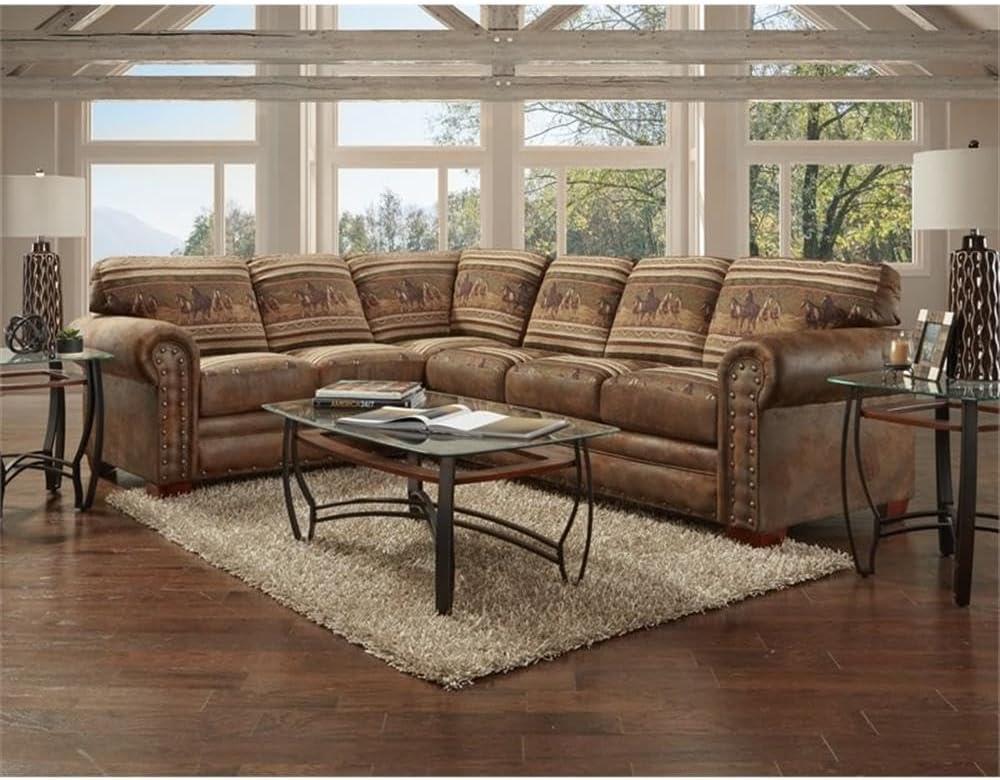 American Furniture Classics, Model 8506-40K Wild Horses Two Piece Living Room Sectional Sofa