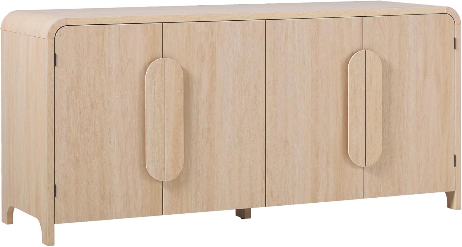 Walker Edison Modern 64" Sideboard with Rounded Edges, Coastal Oak