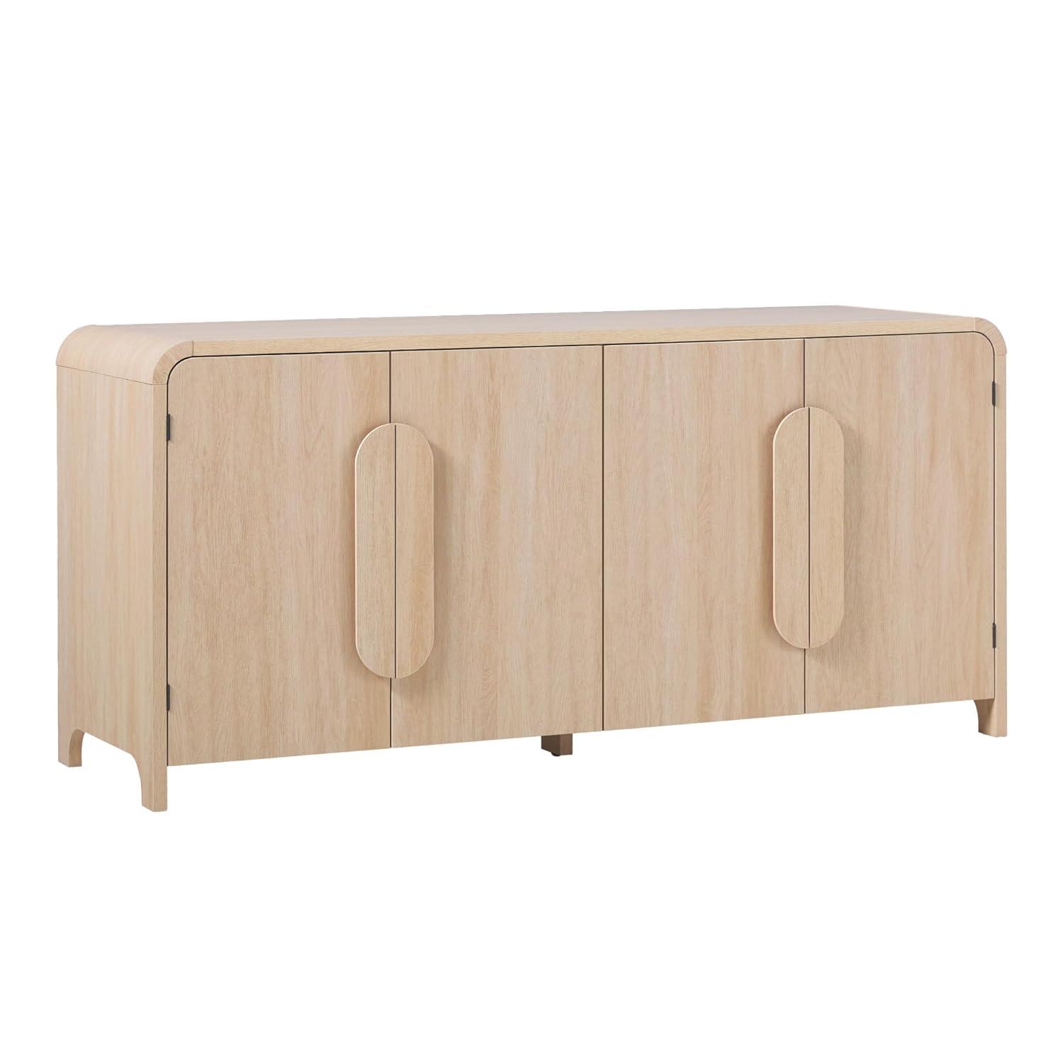 Walker Edison Modern 64" Sideboard with Rounded Edges, Coastal Oak