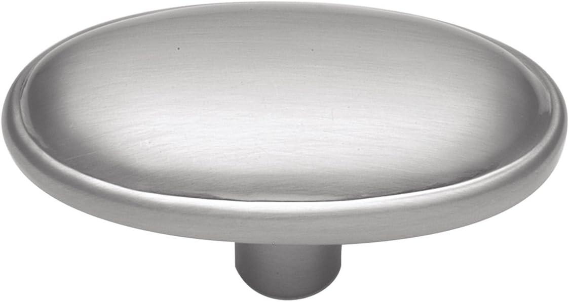 Oval Brushed Chrome Traditional Cabinet Knob with Mounting Hardware