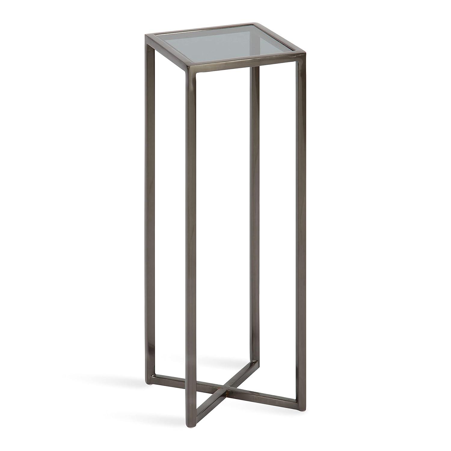 Kate and Laurel Jaspur Square Metal Drink Table, 7x7x21, Pewter