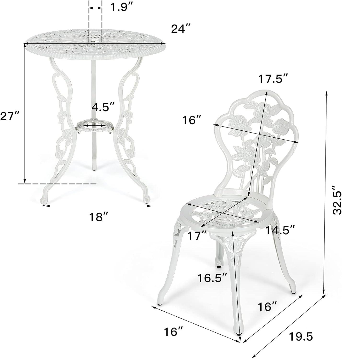 SunnyDaze Decor 2 - Person Metal Patio Dining Set with Round Table