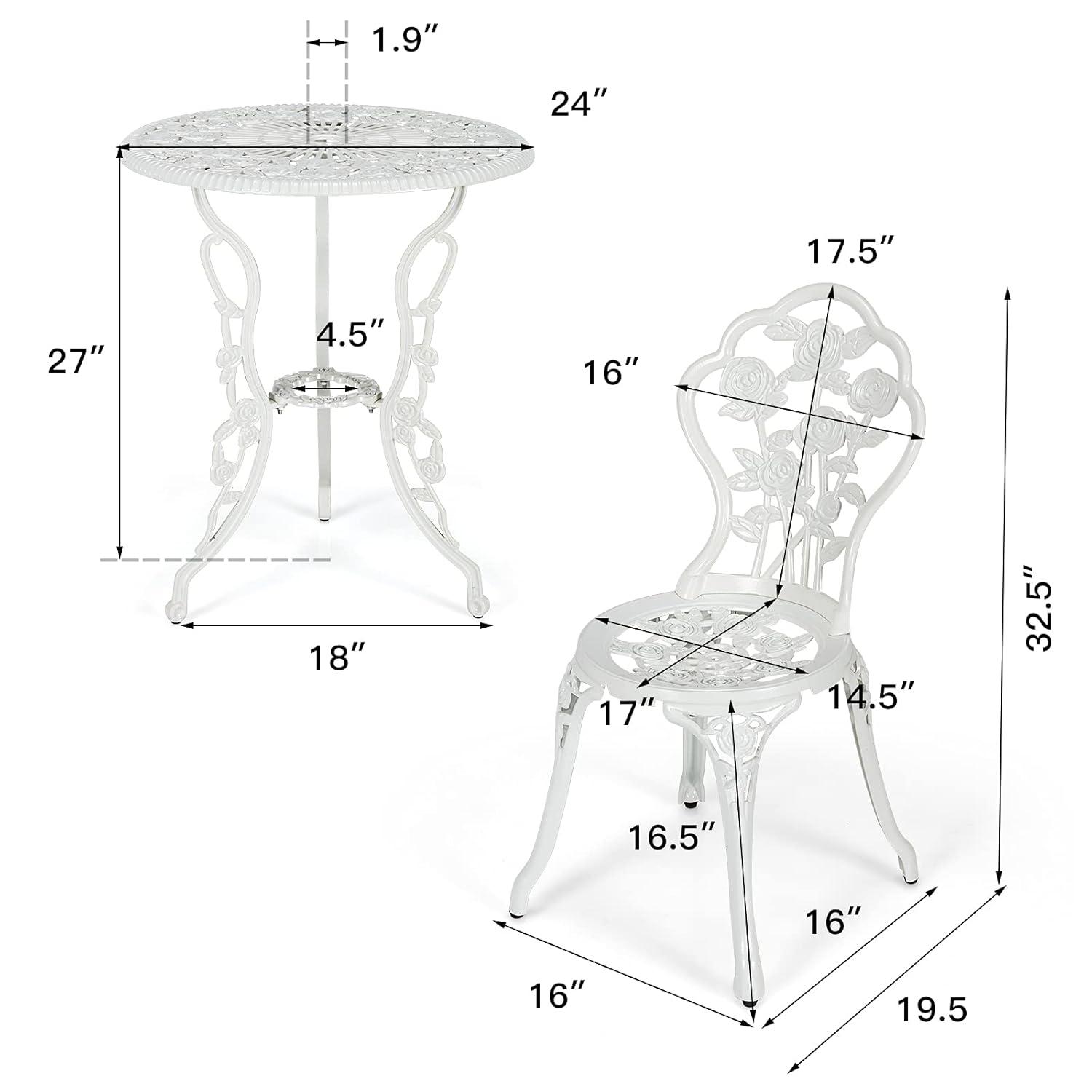 SunnyDaze Decor 2 - Person Metal Patio Dining Set with Round Table