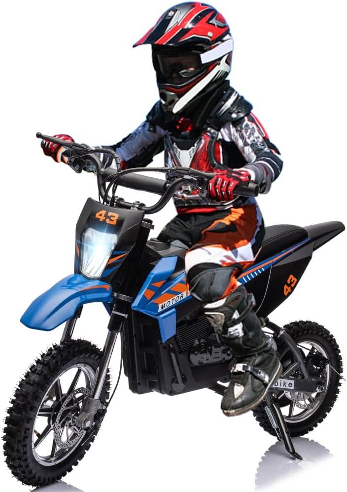 Blue 36V Electric Dirt Bike with LED Headlight