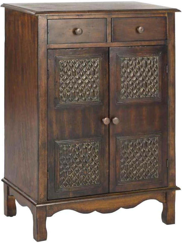 Herbert Dark Brown Solid Birch Accent Cabinet with Brass Knobs