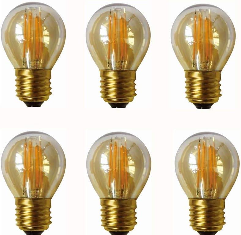 4W G45 Dimmable LED Filament Bulb G45 LED Vintage Edison Bulbs E26/E27 Medium Base Lamp for Home Pendant Antique Light,G14/G45 Shape,E26/E27 Socket Base,Amber Glass,2300K Warm White, Pack of 6