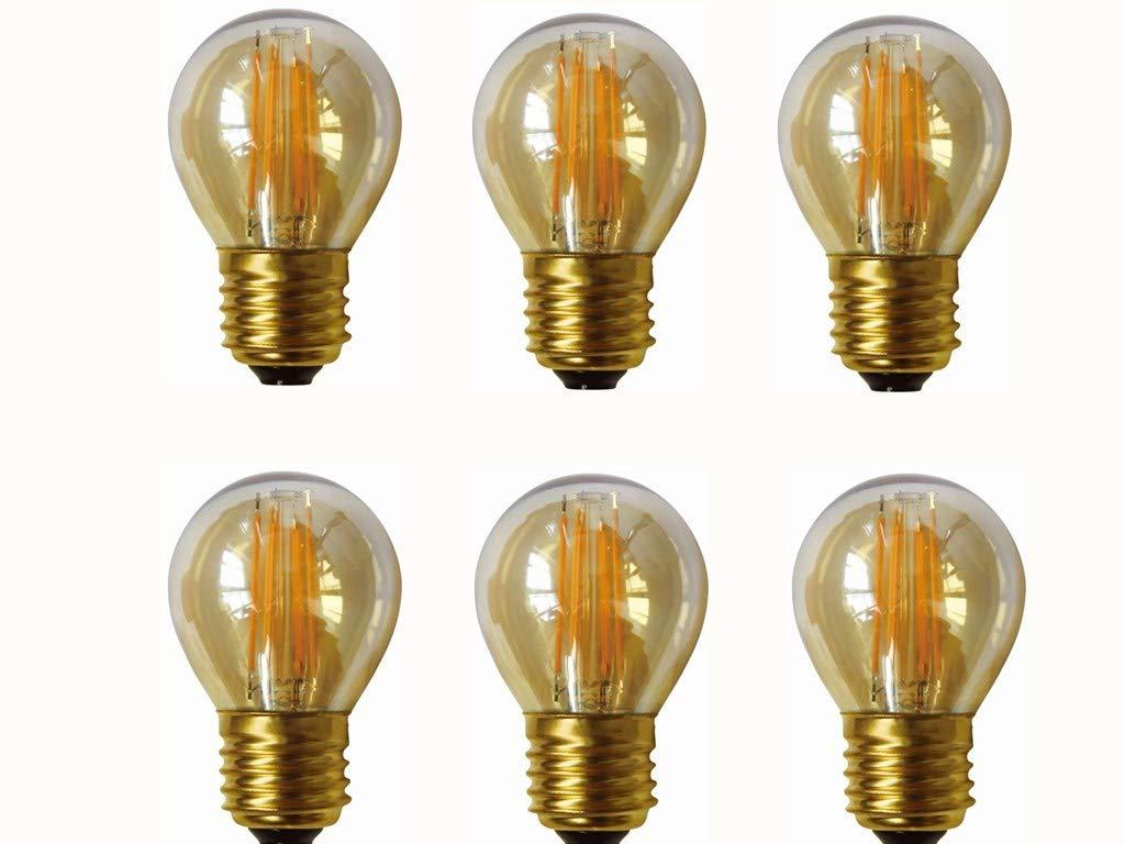 4W G45 Dimmable LED Filament Bulb G45 LED Vintage Edison Bulbs E26/E27 Medium Base Lamp for Home Pendant Antique Light,G14/G45 Shape,E26/E27 Socket Base,Amber Glass,2300K Warm White, Pack of 6