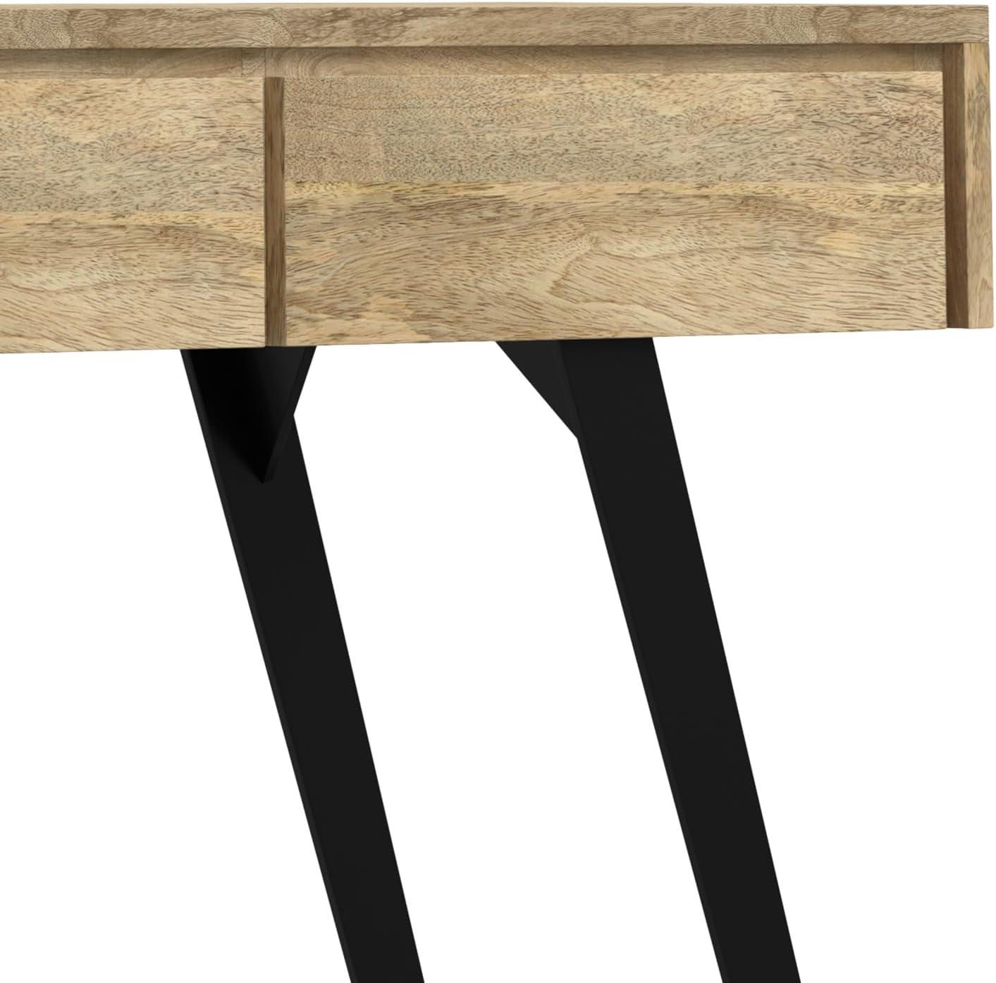Lowry 60"W Solid Wood Modern Industrial Storage Console Table with 3 Storage Drawers and Metal Legs