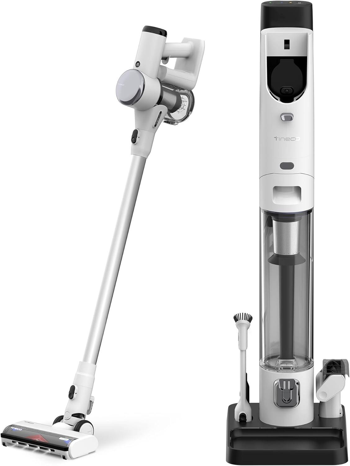 White Cordless Stick Vacuum with Auto Dust Base and ZeroTangle Brush