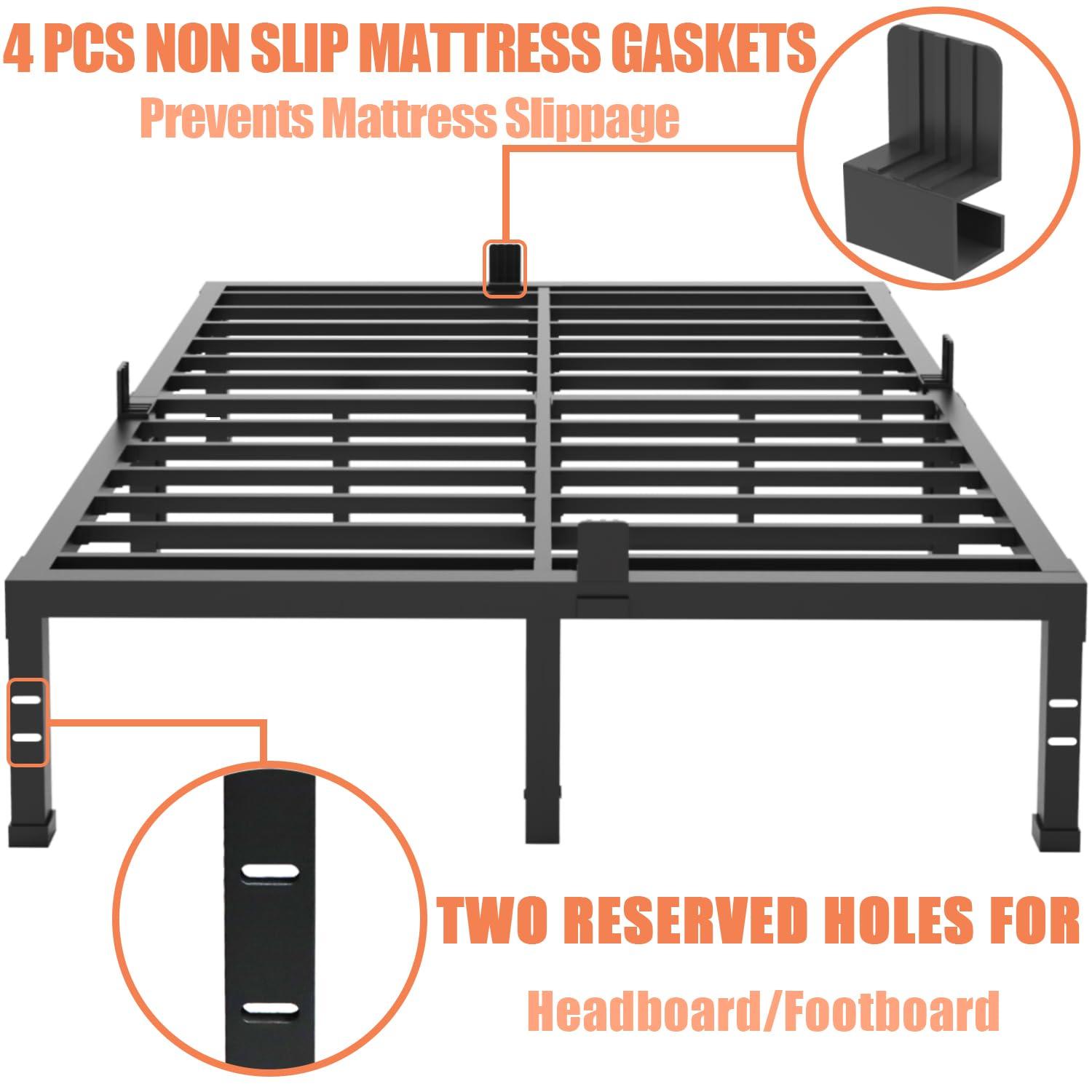 FUIOBYVV King Bed Frames, 16 Inch Heavy Duty Metal Platform Bed Frame King Size Support Up to 3500 lbs, No Box Spring Needed/No Shaking/Steel Slat Support/Noise Free/Easy Assembly