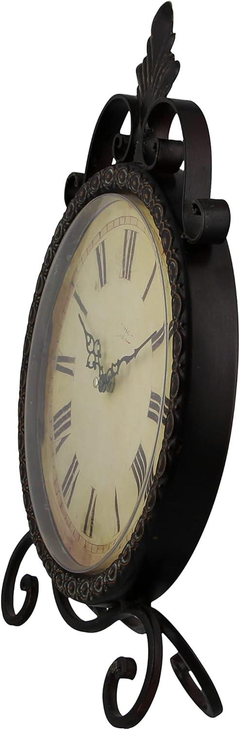 DecMode 17" Brown Metal Scroll Clock