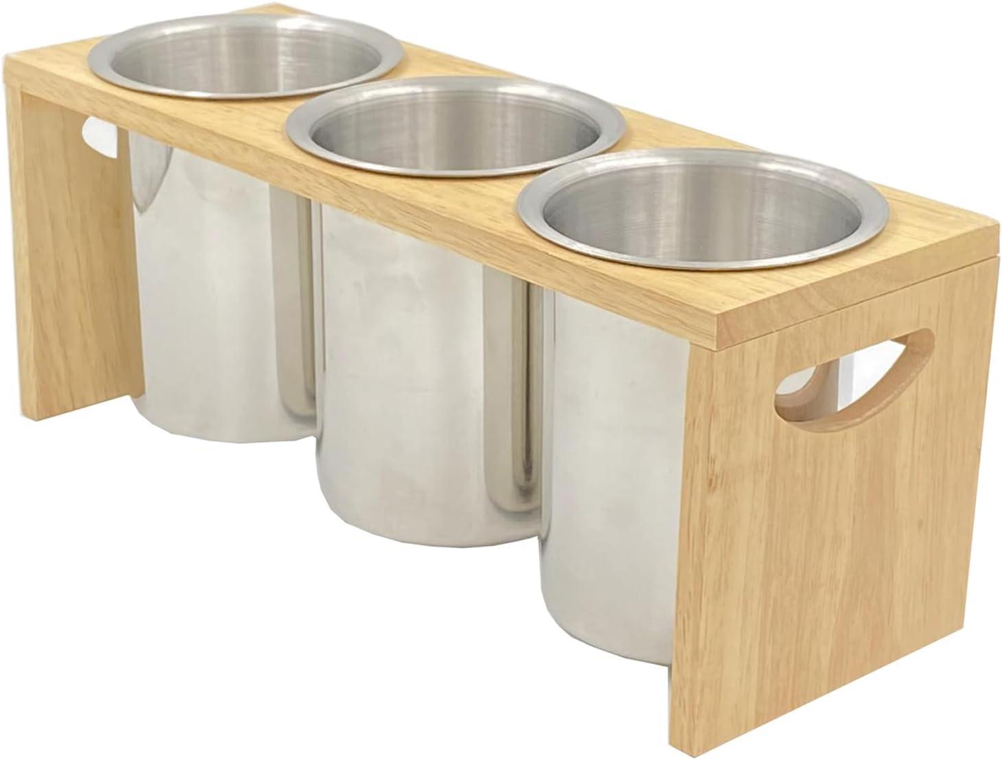 Flatware Caddy Stainless Steel Cutlery Holder with Wood Base