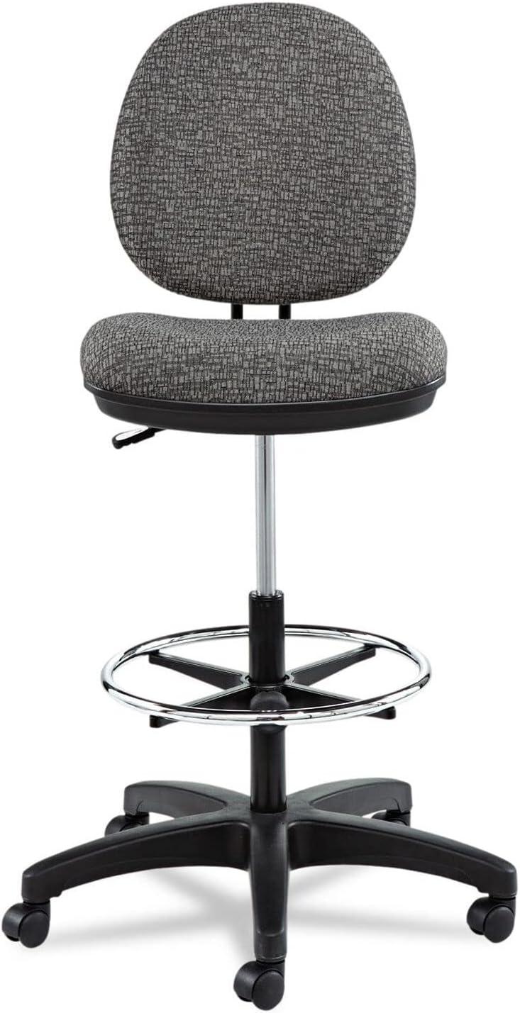 Graphite Gray Fabric Swivel Task Stool with Adjustable Footring