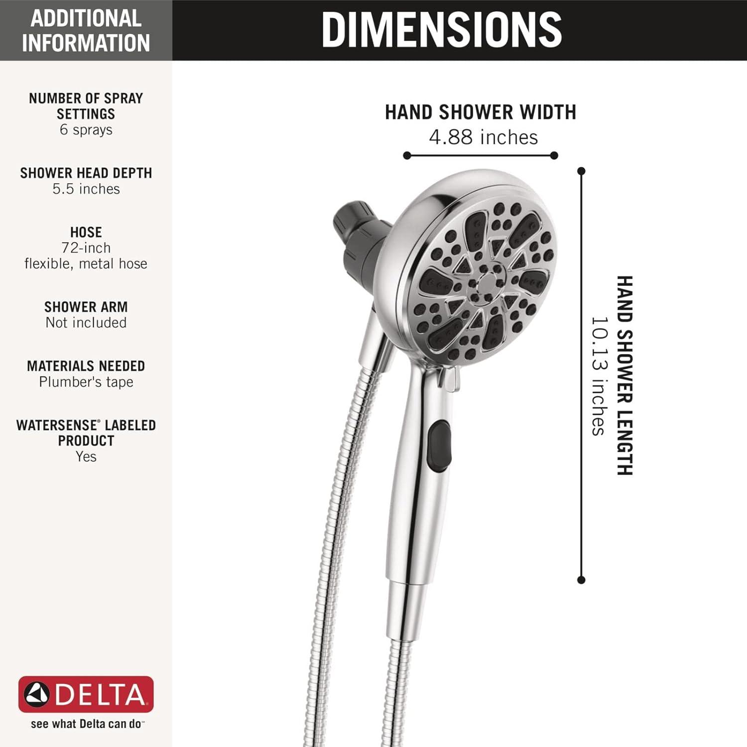 Chrome Multi-Head Handheld Shower with Magnetic Docking