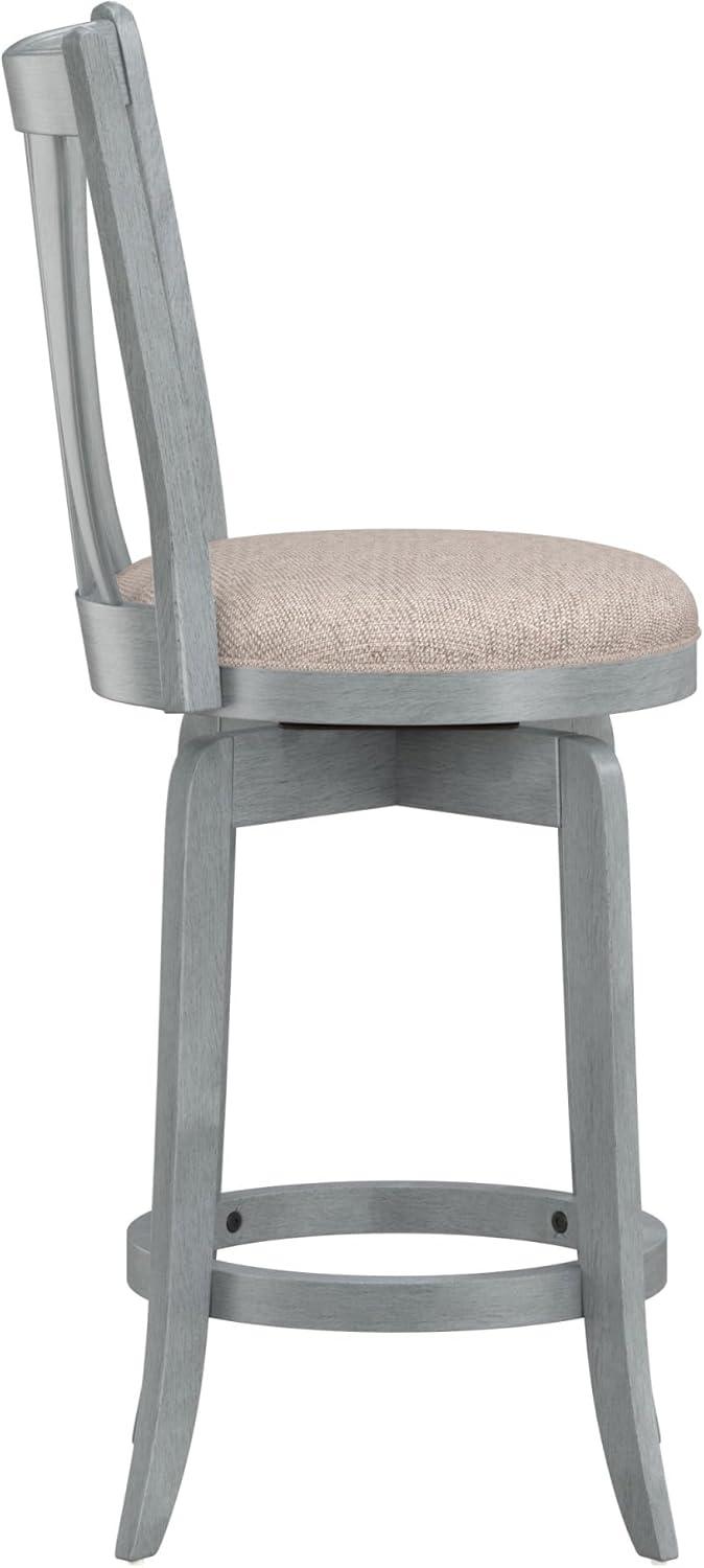 Hillsdale Furniture 25.75" Savana Swivel Counter Height Barstool Blue (Wirebrush)/Cream : Upholstered, Wood Legs, 250lb Capacity