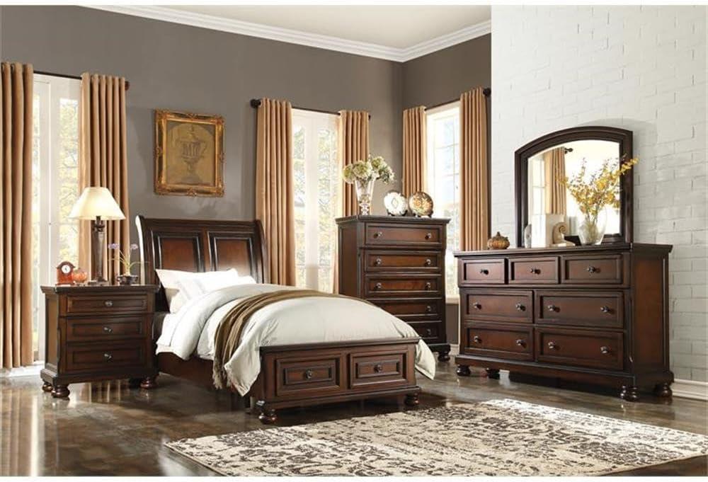 Brown Cherry 3-Drawer Traditional Wood Nightstand