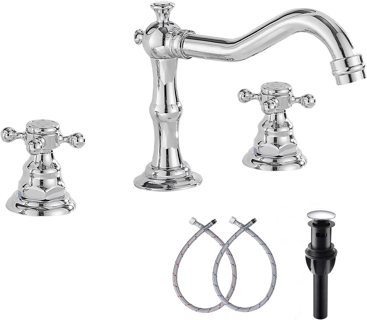 Widespread 2-handle Bathroom Faucet with Drain Assembly