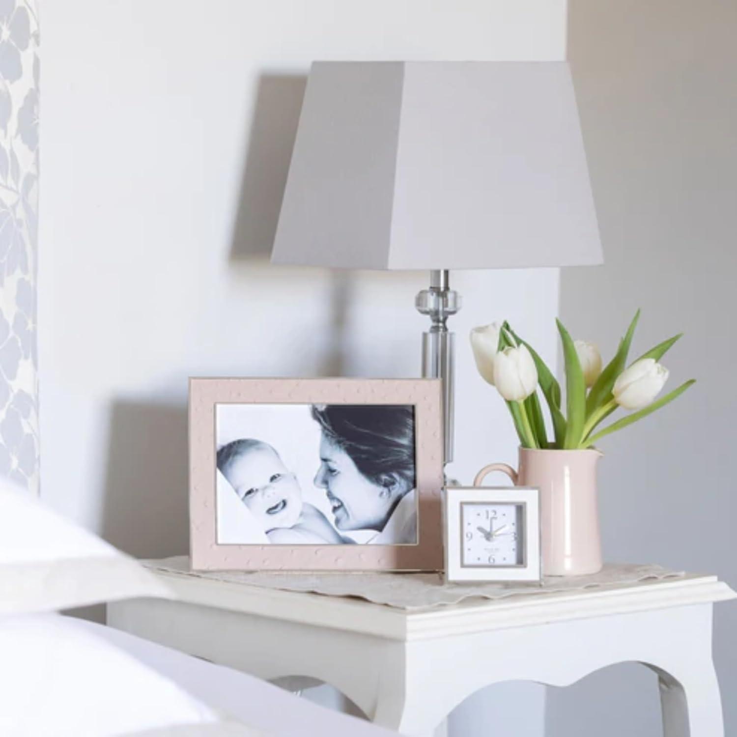 White and Silver Square Enamel Alarm Clock