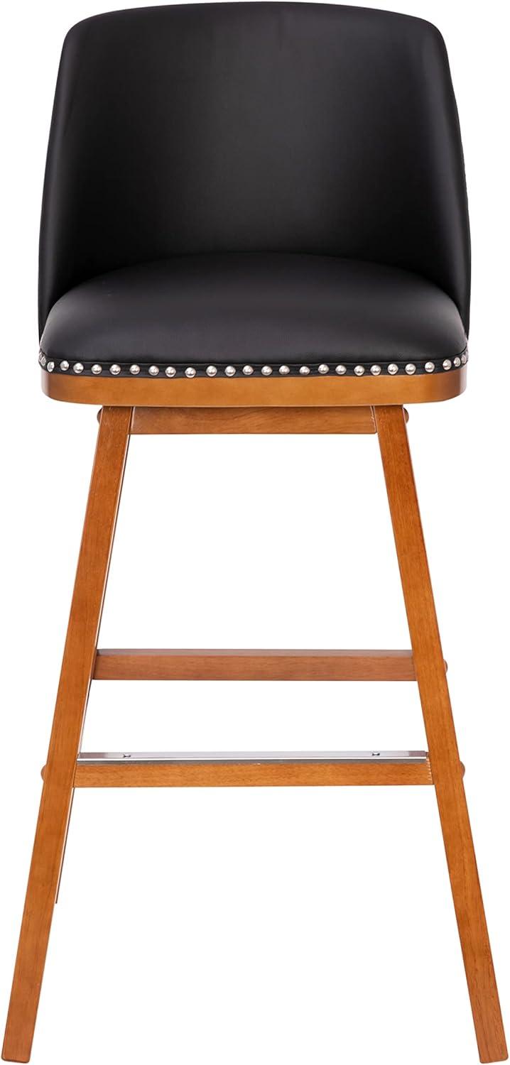 Flash Furniture 2 Pack Commercial Walnut Finish Wood Barstools with Nail Trim-Charcoal Faux Linen