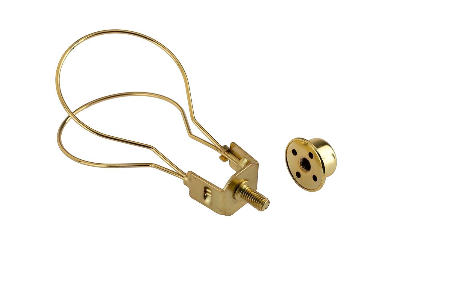Creative Hobbies Lamp Shade Light Bulb Clip Adapter Clip on with Shade Attaching Finial Top, Gold Color