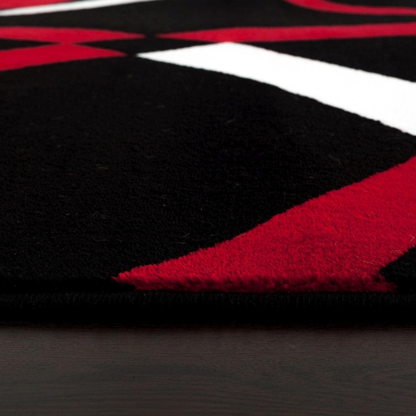 Luxe Weavers Red and Black Modern Abstract Area Rug 8x10 Geometric Living Room Carpet